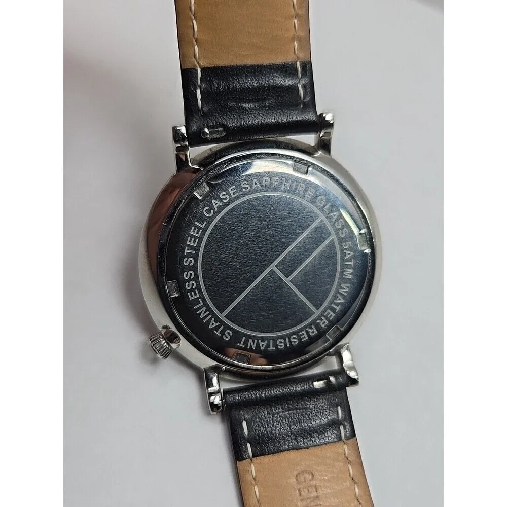 Thomas Felice 40mm 5ATM Roman Date Hockey Stick Hands Watch Silver New Battery
